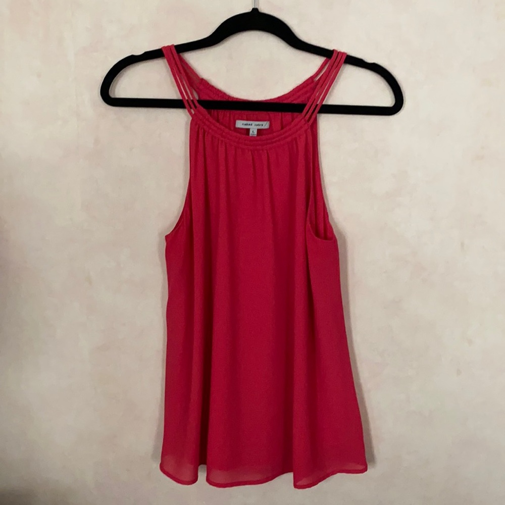 Women’s tank top. Pink. L. Naked zebra